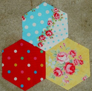 3 hexagons sewn together