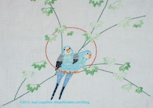 Parakeet Embroidery-detail