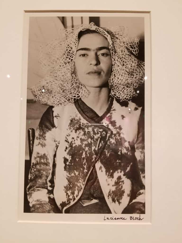 Frida with veil on her head by Lucienne Bloch