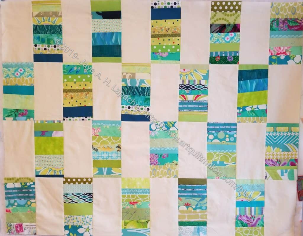 Green Strip Donation Quilt with Plain Blocks