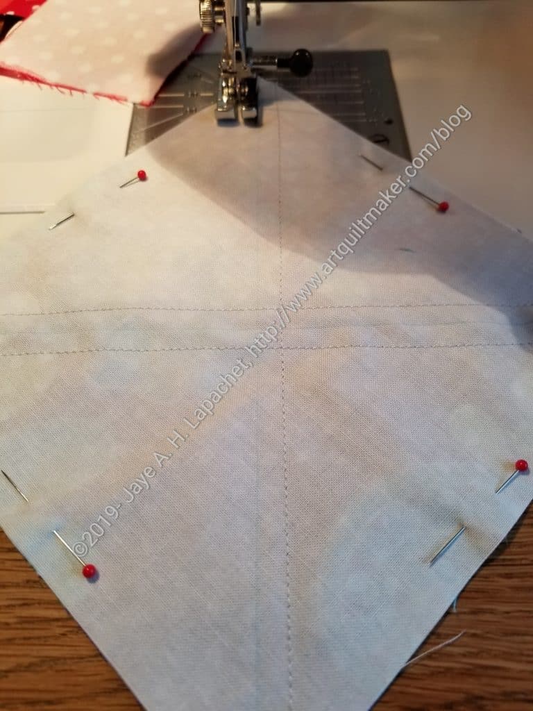 Sew on each side of the line 1/4 inch away from the line