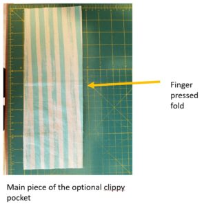Clippy Pocket Fabric folded, finger pressed