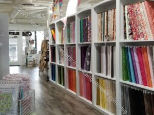 Wooden Gate: fabric shelves