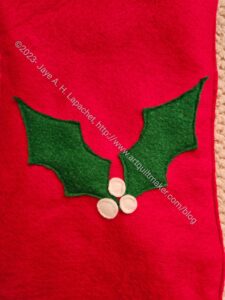 Holly motif for Christmas stocking