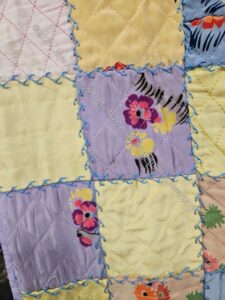 Squares with embroidery quilt - detail