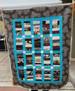 Brown Strip donation quilt - finished