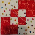 Red batik 4 Patch Fun block