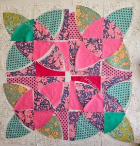 Country Revival/Sad Quilt flower motif with leaves v.5