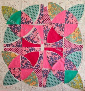 Country Revival/Sad Quilt flower motif with leaves v.6