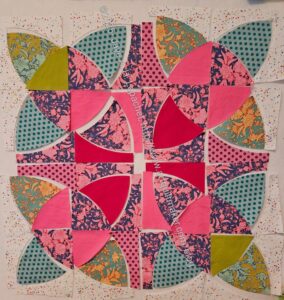 Country Revival/Sad Quilt flower motif with leaves v.7