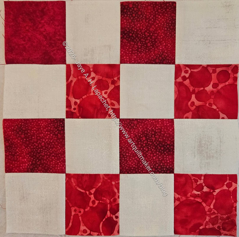 Red with batik donation block