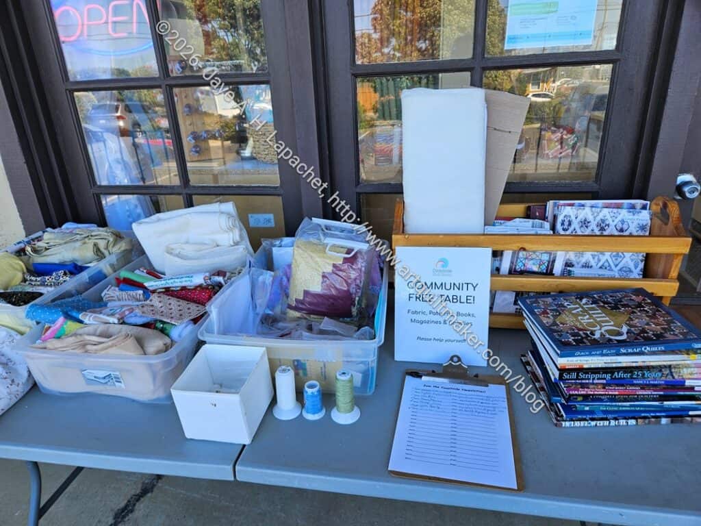 Coastside Quilts free table