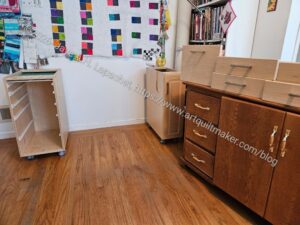 Sewing table cabinets in situ